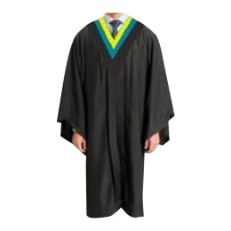 Customized Christian International Training Center Graduation Gown, Christian Undergraduate Diploma Graduation Gown, Yellow Edge & Turkey Blue Graduation Shawl, Designed Black Graduation Gown DA594 Customized Christian International Training Center Graduation Gown, Christian Undergraduate Diploma Graduation Gown, Yellow Edge & Turkey Blue Graduation Shawl, Designed Black Graduation Gown DA594